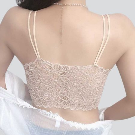 Women's Stretch cotton & Lace Padded Wire Free Bra