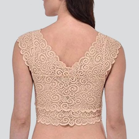 Women's Stretch cotton & Lace Padded Wire Free Blouse Bra