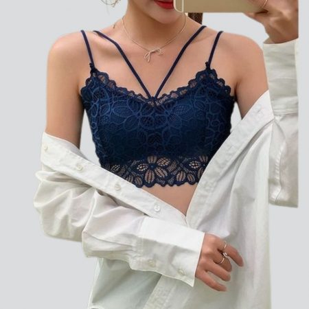 Women's Stretch cotton & Lace Padded Wire Free Bra