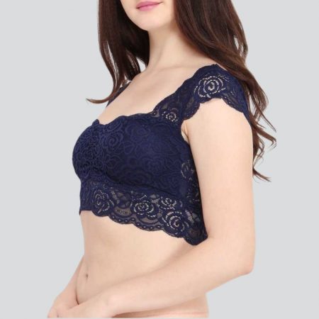 Women's Stretch cotton & Lace Padded Wire Free Blouse Bra