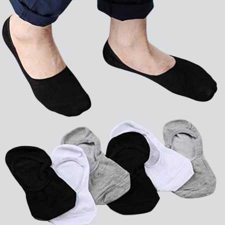 Men's Plain Cotton Loafer Socks with Silicon Anti Skit Support